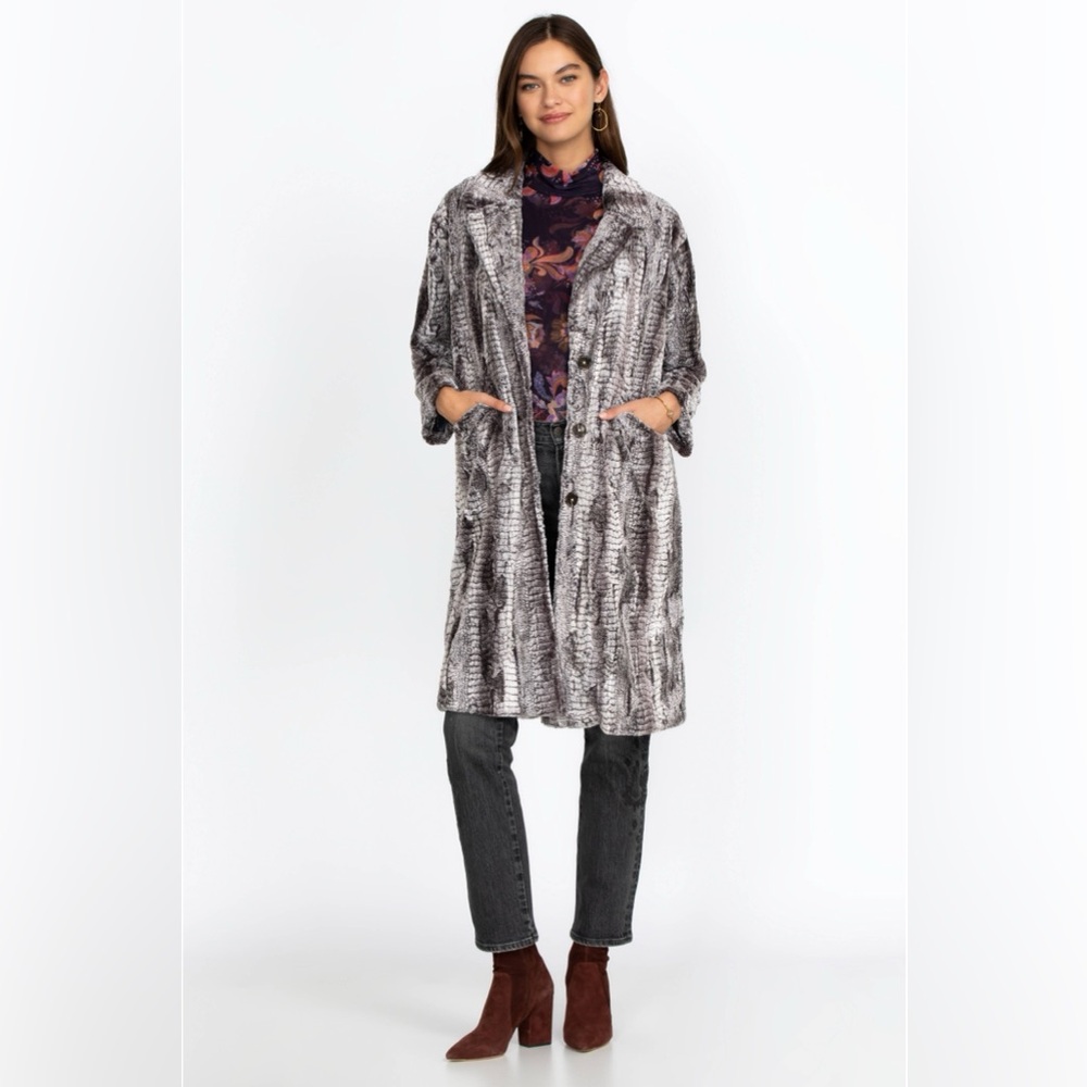 Johnny Was Old Money AKELA LAPEL FAUX FUR JACKET XS
